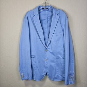 C-LAB NYC Mens 42R Blazer Garment Dyed Stretch Cotton Unlined Blue Lightweight